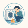 水に濡れた家電を確認する人